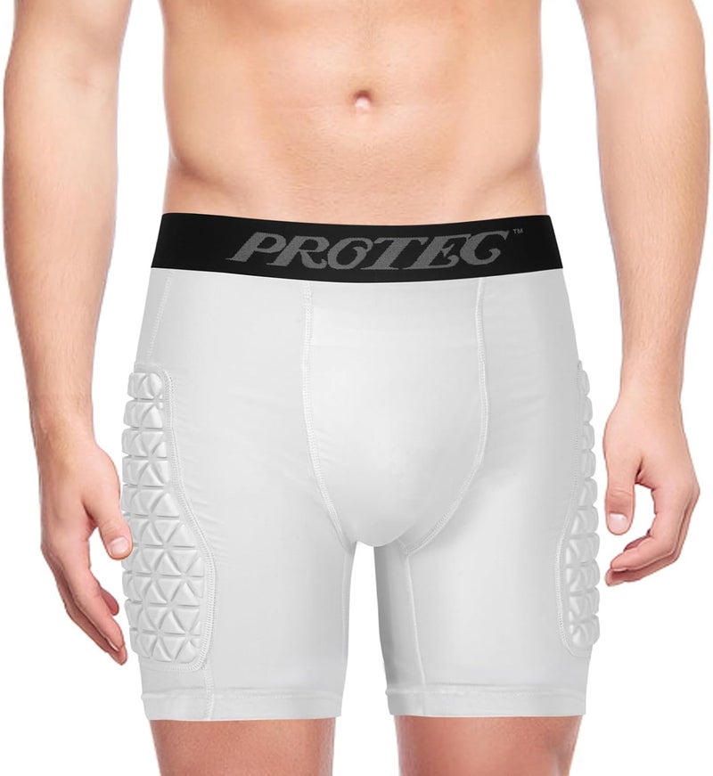 PORTECㅤ Youth Compression Padded Sliding Shorts with Soft Protective Athletic Cup Underwear for Baseball, Football , Lacrosse (White) - Image 2